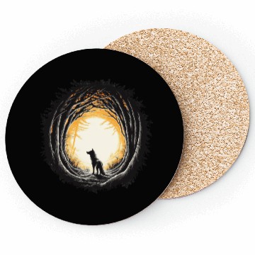 Discover Wolf In Forest Silhouette Coasters