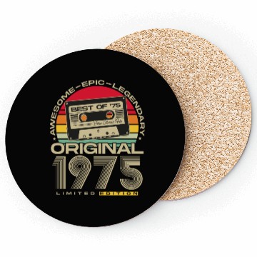 Discover Vintage 1975 born Retro 50th birthday Coasters