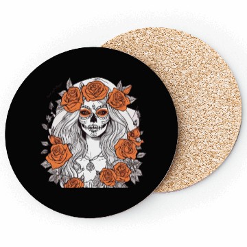 Discover Sugar Skull Rose Queen Coasters