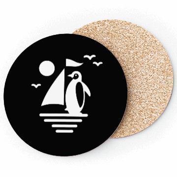Discover Penguin Sailboat Silhouette Minimalist Coasters