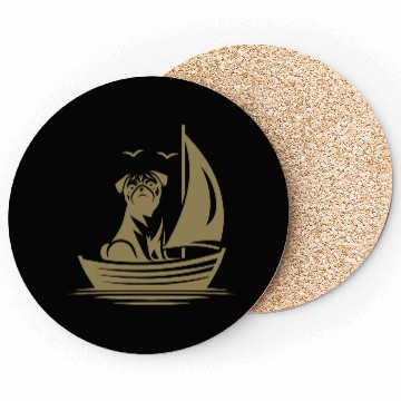 Discover Pug silhouette sailboat minimalist Coasters