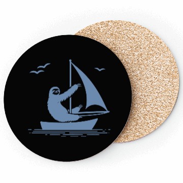 Discover Sloth Sailboat Sailing Minimalist Silhouette Coasters