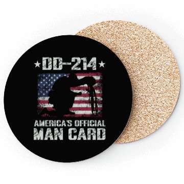 Discover DD-214 America's Official Man Card Veteran Pride Coasters