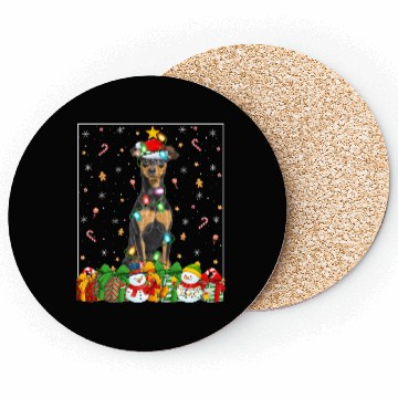 Discover Miniature Pinscher Dog Christmas Lights Coasters