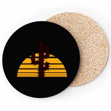 Discover Prickly Cactus Sunset Shadow Cool Sun Night Desert Coasters