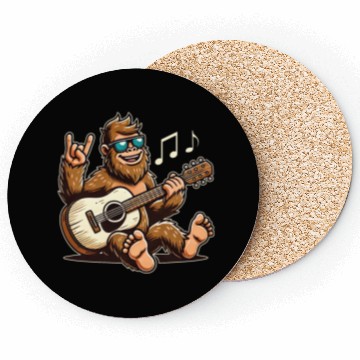 Discover Funny Bigfoot Sasquatch Singing Guitar Playing Coasters