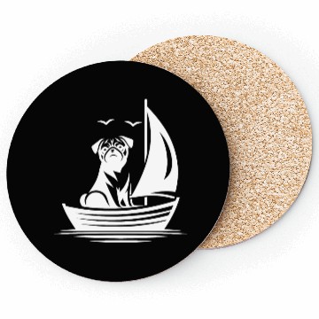 Discover Pug silhouette sailboat minimalist Coasters