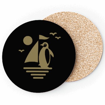 Discover Penguin Sailboat Silhouette Minimalist Coasters