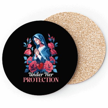 Discover Virgin Mary Under Her Protection Coasters
