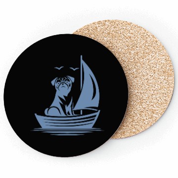 Discover Pug silhouette sailboat minimalist Coasters