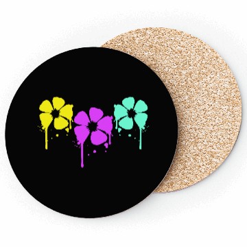 Discover Flowers Colorful Graffiti Drop Spray Spring Summer Coasters