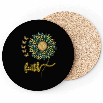 Discover Faith inspired sunflower design Coasters