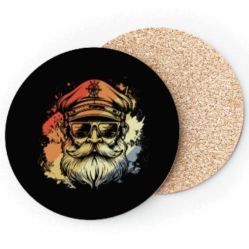 Discover Retro Sailing Captain Drawing Coasters