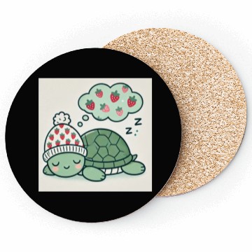 Discover Dreamy Turtle Snooze strawberries Coasters