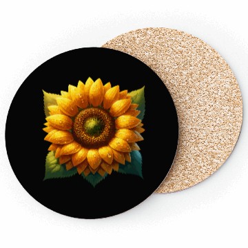 Discover Vibrant Sunflower With Dew Drops Coasters