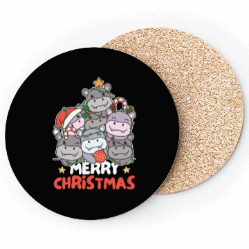 Discover Hippo Christmas Tree Merry Christmas Coasters