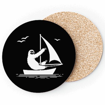 Discover Sloth Sailboat Sailing Minimalist Silhouette Coasters