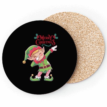 Discover Mischievous Christmas Elf Dab Pose Coasters