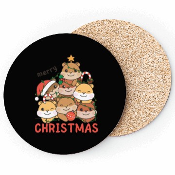 Discover Hamster Christmas Tree Merry Christmas Coasters