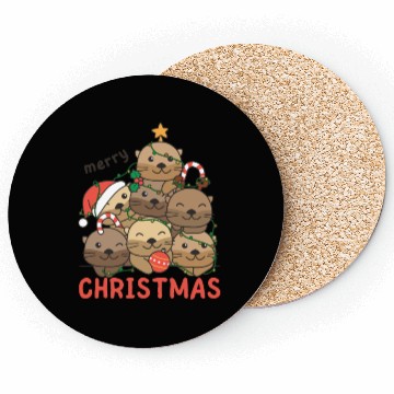 Discover Otter Christmas Tree Merry Christmas Coasters
