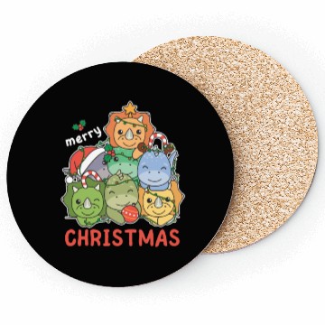Discover Dinosaur Christmas Tree Merry Christmas Coasters