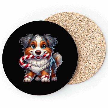 Discover Cute Christmas Dog Australian Shepherd Coasters