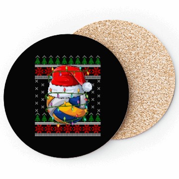 Discover Volleyball Ugly Christmas Santa Hat Coasters