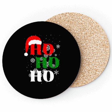 Discover Christmas Ho Ho Ho Snow Flakes with Santa Hat Coasters