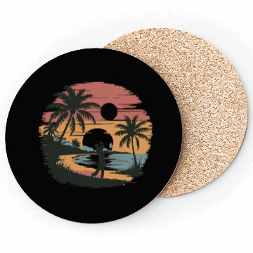 Discover Coastal Golf Silhouette | Seaside Sun and Sports Coasters