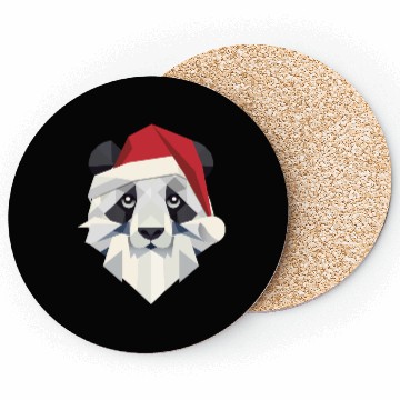 Discover Cheerful Christmas panda in modern style Coasters
