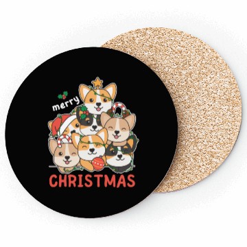 Discover Corgi Christmas Tree Merry Christmas Coasters