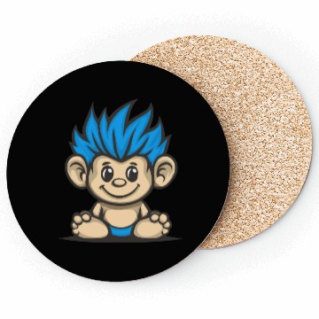 Discover Blue Haired Cute Chibi Monkey Coasters