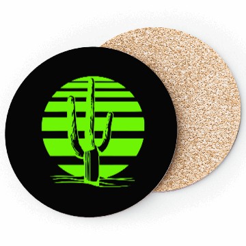 Discover Cactus Desert Sunset Evening Sun Lines Night Cacti Coasters