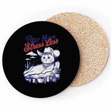 Discover Cat Cowboy Chill Vibes Coasters