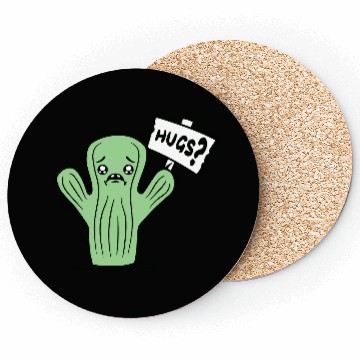 Discover Funny Cactus Sad Face Hugs Sign Lonely Cry Comic Coasters