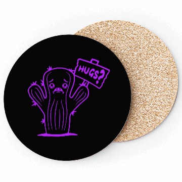 Discover Funny Cactus Sad Face Hugs Sign Lonely Cry Comic Coasters