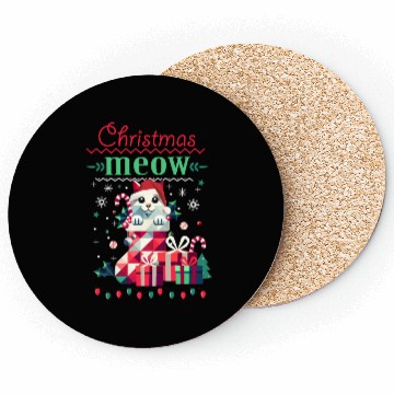 Discover Playful cat in a stocking - Ugly Christmas Style Coasters