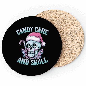 Discover Candy Cane And Skull Pastel Goth Christmas Skull Coasters