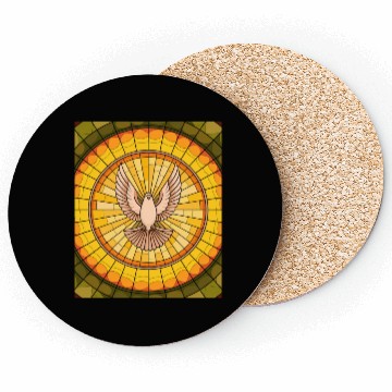 Discover Stained Glass Dove in Flight - Peace & Spiritualit Coasters