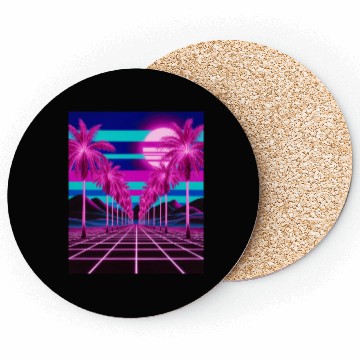 Discover Neon Dreamscape: Retro-Futuristic Synthwave Sunset Coasters