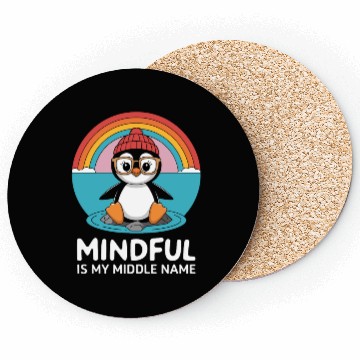 Discover Mindful Is My Middle Name Penguin Vibes Coasters
