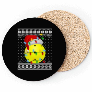 Discover Pickleball Christmas Coasters