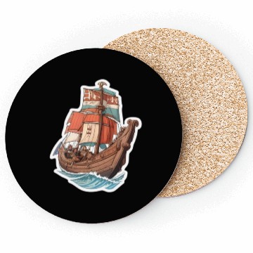 Discover Viking Ship Adventure Art Coasters
