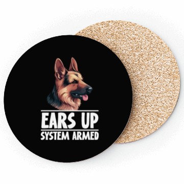 Discover Ears Up System Armed German Shepherd Dog Coasters