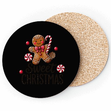 Discover Happy gingerbread man with candy cane Coasters