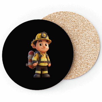 Discover Friendly Firefighter Cartoon Character Coasters