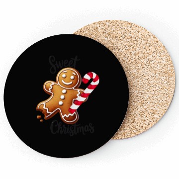 Discover Happy gingerbread man with candy cane Coasters