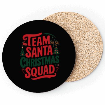 Discover Team Santa Christmas Squad Festive Holiday party Coasters