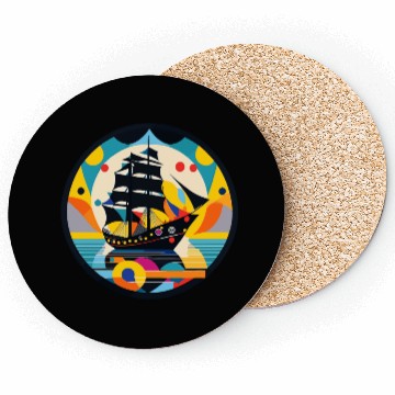 Discover Sailing Ship, Frigate, Boat Coasters