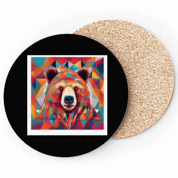 Discover Bear Abstract Bright Triangles Coasters